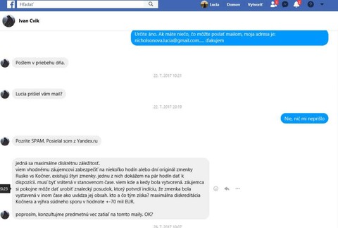 Komunikácia medzi Cvikom a Nicholsonovou 