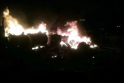 Požiar kamiónu v Rajke