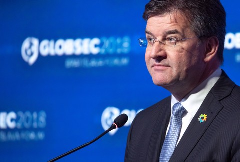 minister Lajčák počas prejavu na Globsec 2018 