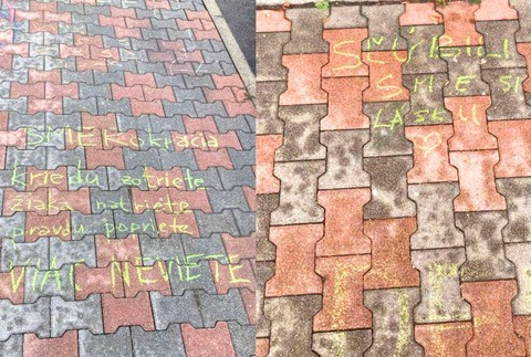 Premiéra Roberta Fica v Poprade čakali kriedové nápisy