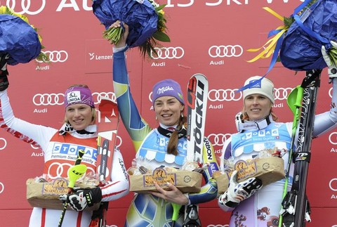 Veronika Zuzulová v Lenzerheide na pódiu