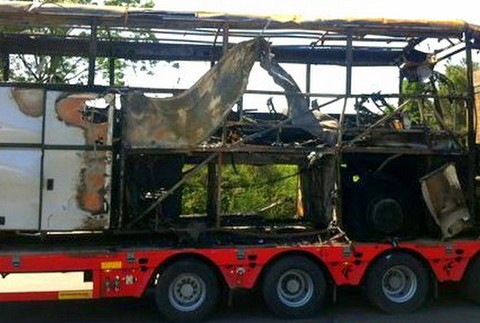 Burgas letisko zničený autobus Bulharsko atentát výbuch