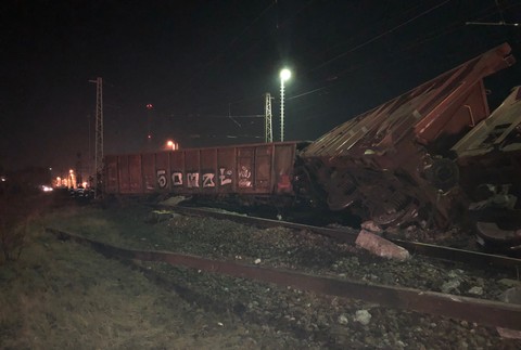 Vykoľajený vlak Krompachy