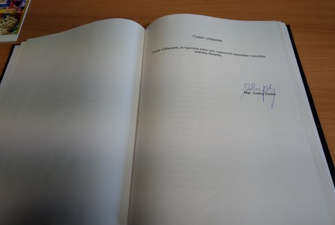 Čestné vyhlásenie v rigorózke Andreja Danka 