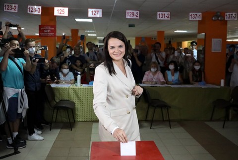 Opozičná kandidátka prezidentských volieb v Bielorusku Svetlana Cichanovská