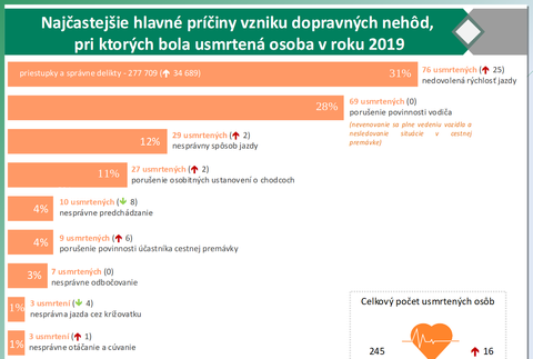 Najčastejšie hlavné príčiny vzniku dopravných nehôd,pri ktorých bola usmrtená osoba