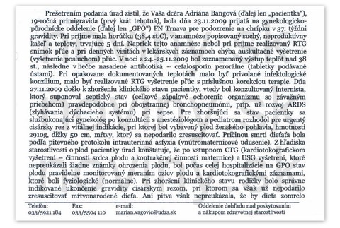 Adriana zomrela v trnavskej nemocnici správa ÚDZS1