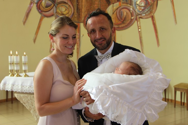 Kandráčovci na krste dcérky Marušky