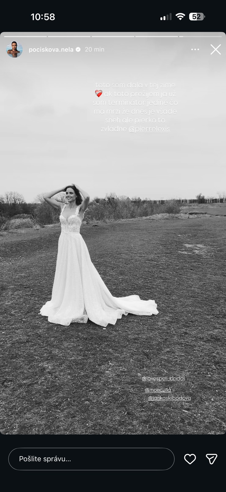 Nela Pocisková, svadobné šaty, klip