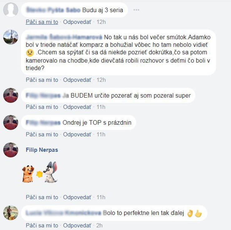 Prázdniny - Pozitívne reakcie na FB 