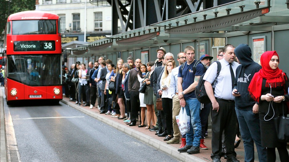 Londýn, autobus, ľudia