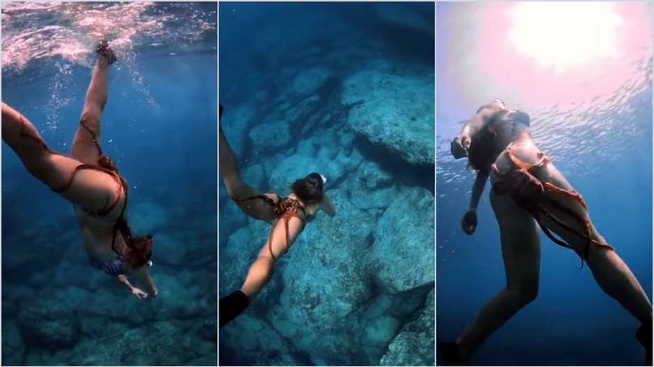 chobotnica, potápanie, noha