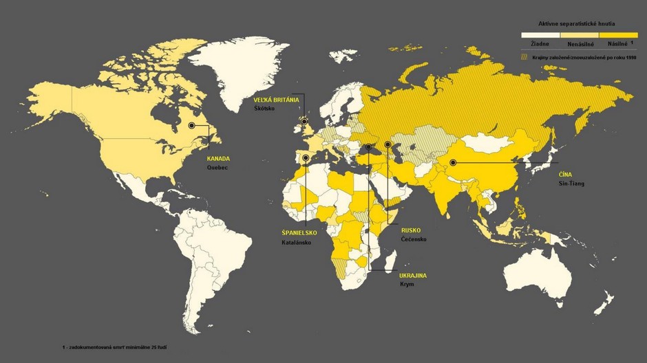 Mapa separatistické tendencie vo svete