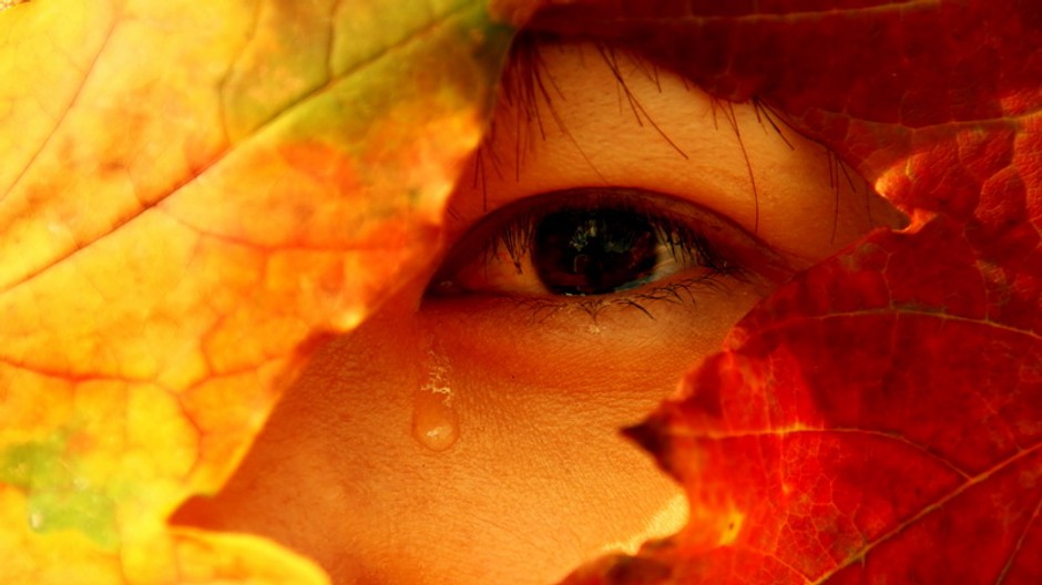 zenske oko slza umelecke, farby jesene