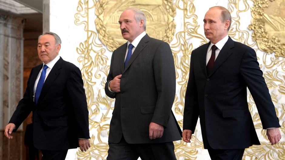 Nursultan Nazarbayev, Alexander Lukašenko a Vladimír Putin
