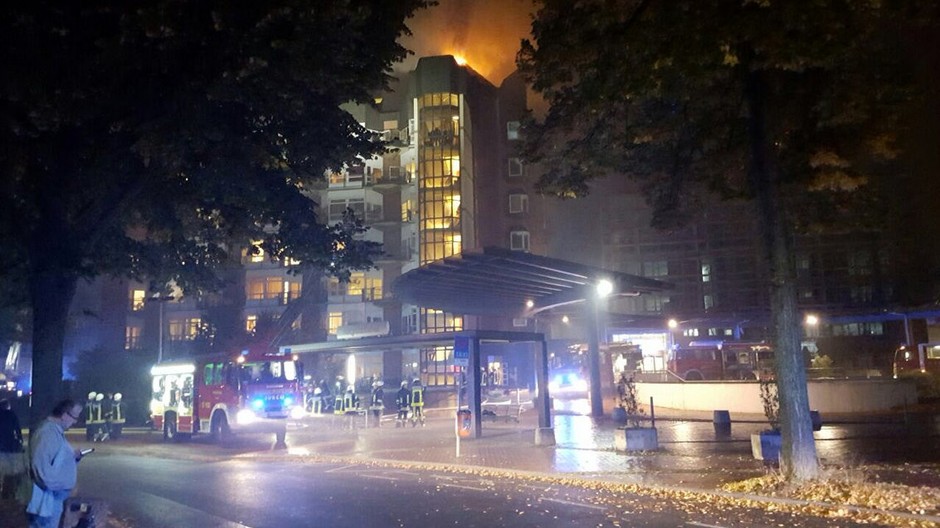požiar, nemocnica, Bochum