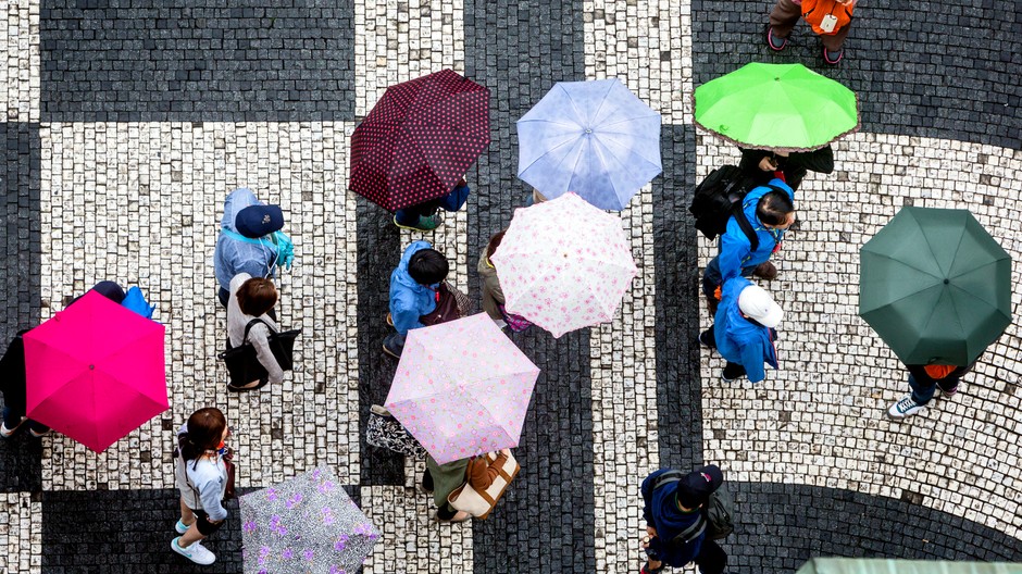 dáždniky a ľudia zhora