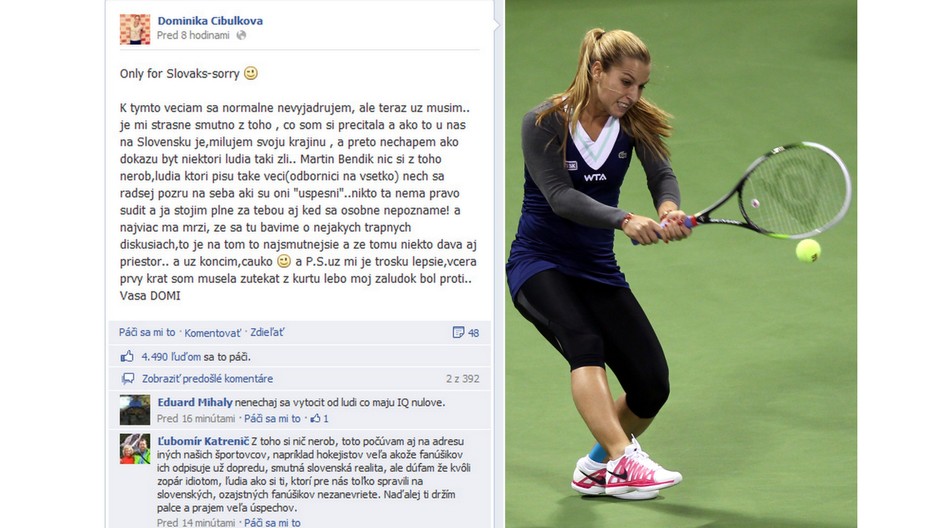 Dominika Cibulková Dauha facebook podpora Martin Bendík
