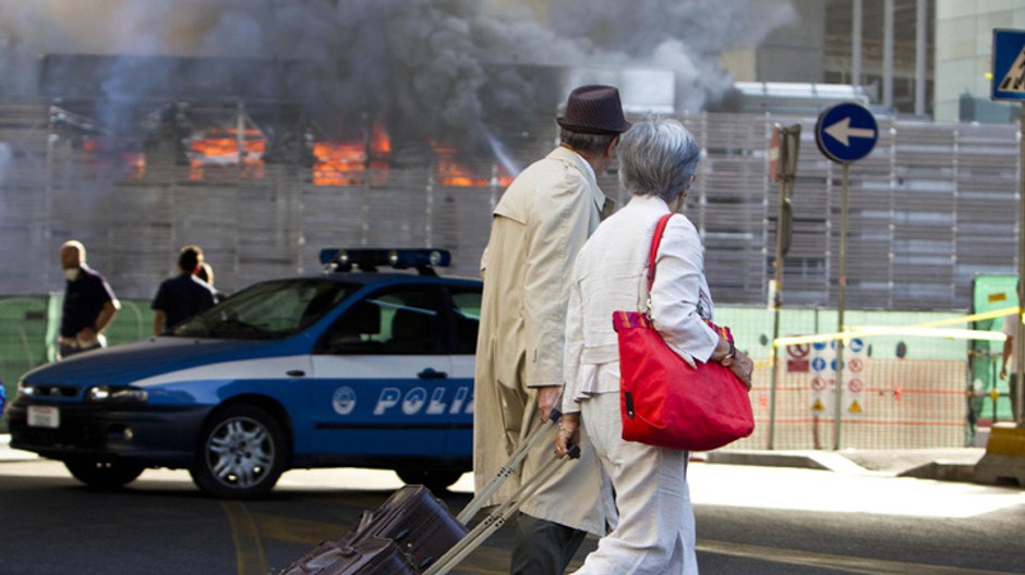 Rím  požiar vlakovej stanice