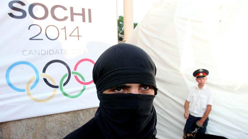 Soči 2014 zahalený muž policajt