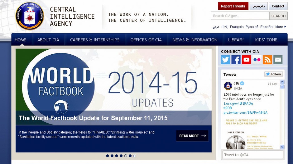 webová stránka CIA
