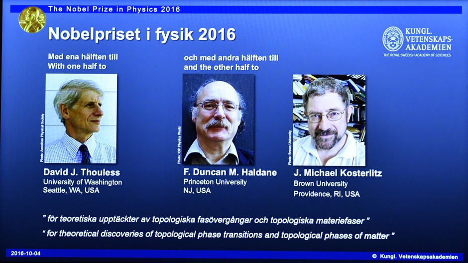 Nobelova cena za fyziku, David Thouless, Duncan Haldane a Michael Kosterlitz.jpg