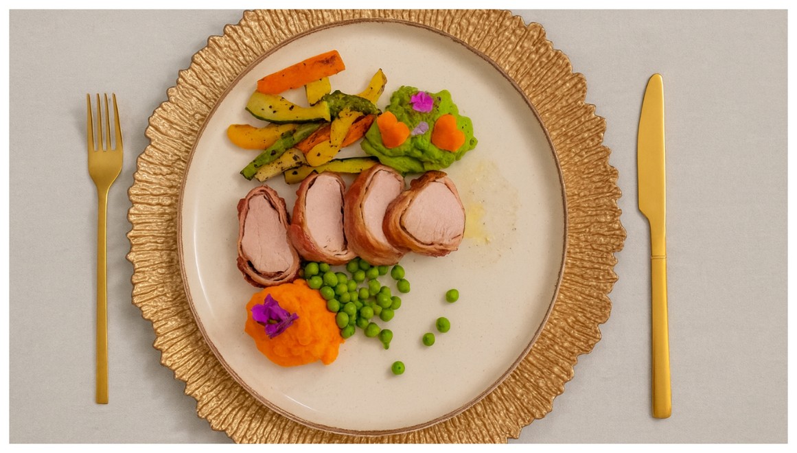 HLAVNÉ JEDLO - Sousvide panenka v slanine s prílohami